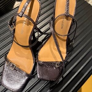 Karen Millen Metallic Black Strappy Heels